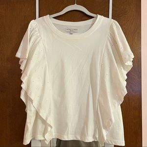 Madewell top/blouse with flutter sleeves